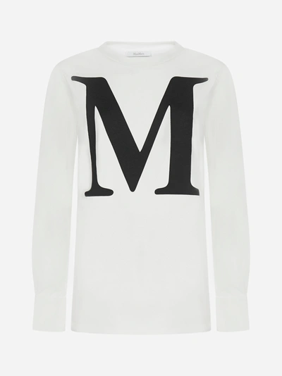 Shop Max Mara Simeone Monogram And Logo-print Cotton Sweater