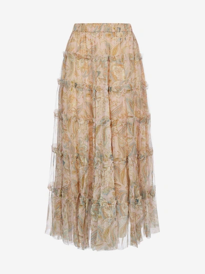 Shop Zimmermann Gonna Midi Lucky In Seta A Balze