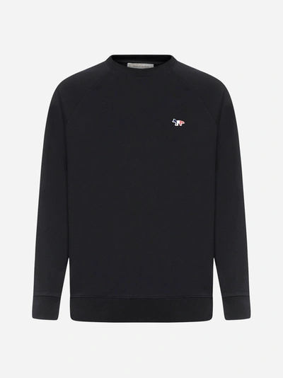 Shop Maison Kitsuné Felpa In Cotone Con Patch-volpe Tricolore