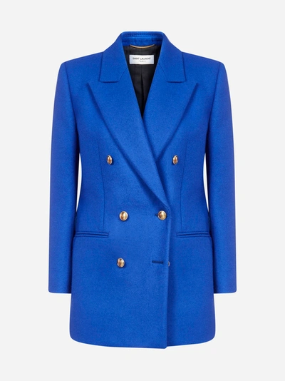 Shop Saint Laurent Blazer Doppiopetto In Lana