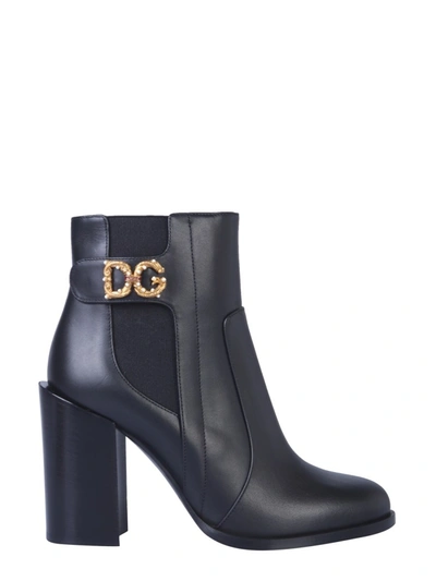 Shop Dolce & Gabbana "dg Love" Logo Boot In Black