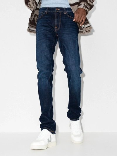 Shop Nudie Jeans Lean Dean Slim Leg Jeans In Blue