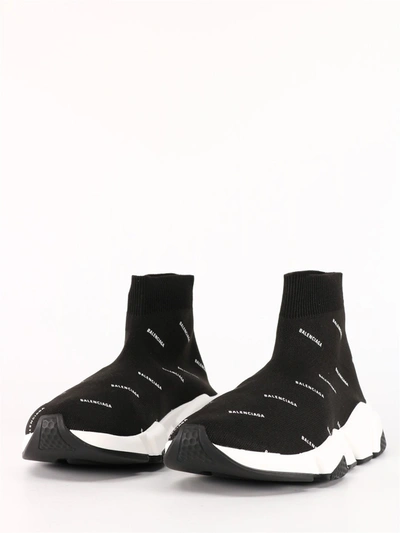 Shop Balenciaga Logo Speed Sneaker In Black