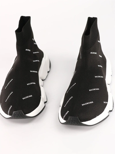 Shop Balenciaga Logo Speed Sneaker In Black