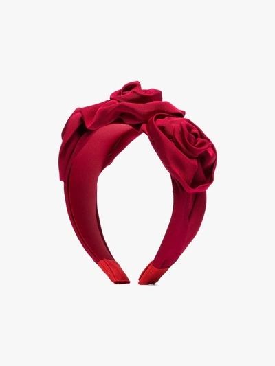 Shop Jennifer Behr Red Triple Rosette Headband