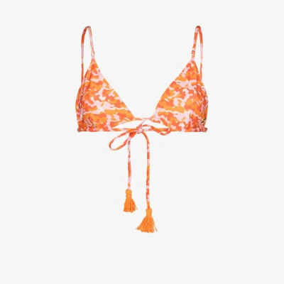 Shop Ambra Maddalena Orange Gigi Camouflage Print Bikini Top