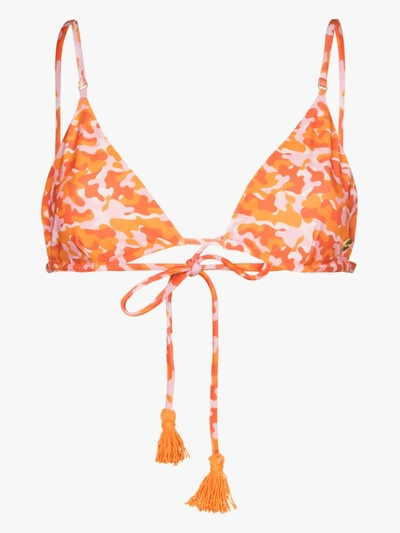 Shop Ambra Maddalena Orange Gigi Camouflage Print Bikini Top