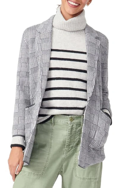 Shop Jcrew Open Front Sweater Blazer In Ivory Heather Charcoal