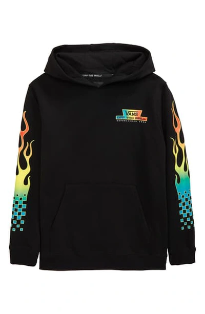Shop Vans Kids' Glow Flame Glow In The Dark Hooded Sweatshirt In Black-glow Flames