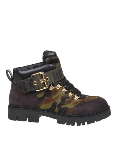 Shop Moschino Anfibio In Horse And Suede In Camouflage