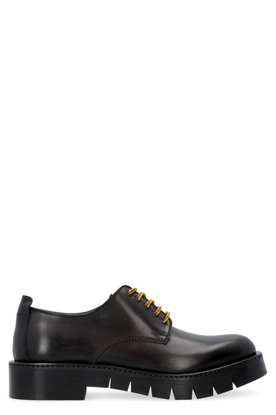 Shop Ferragamo Rudy Leather Lace-up Shoes In Black