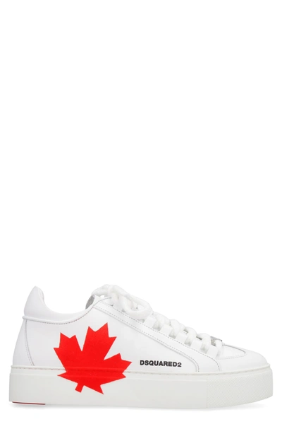 Shop Dsquared2 Leather Platform Sneakers In White