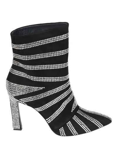 Shop Amen Strass Suede Boots In Black