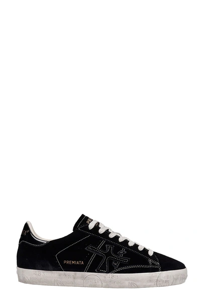 Shop Premiata Steven Sneakers In Black Suede