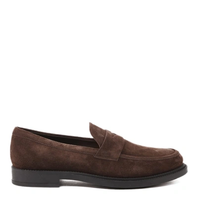 Shop Tod's Brown Suede Leather Loafers