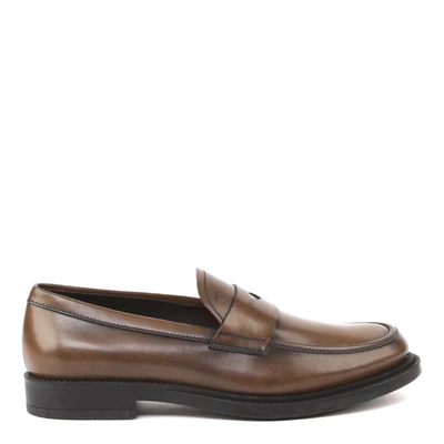 Shop Tod's Faded Effect Leather Loafers In Brown