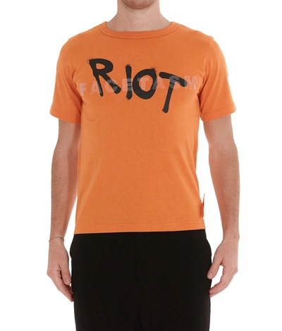 Shop Facetasm Riot Logo Tshirt In Orange