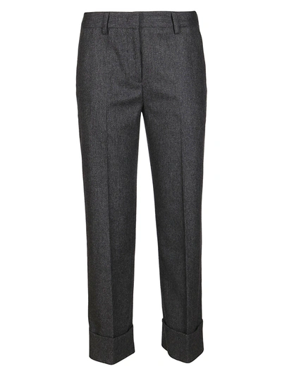 Shop Lardini Grey Wool-blend Trousers In Dark Grey