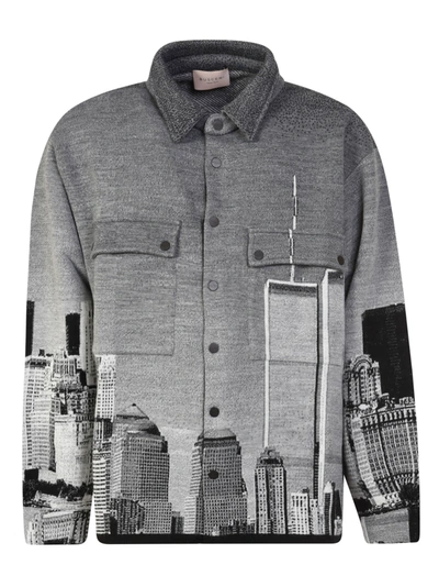Shop Buscemi Skyline Knit Shirt In Black+grey