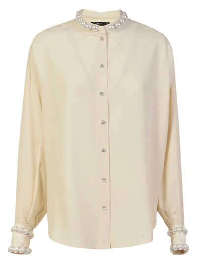 Shop Amen Pearl Embellished Shirt In Off White