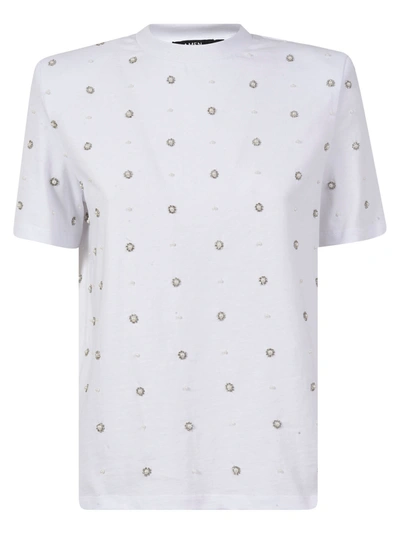 Shop Amen Pearl Embroidered T-shirt In Bianco Ottico