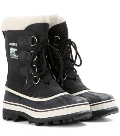 Shop Sorel Caribou Leather And Rubber Boots In Llack, Stoee