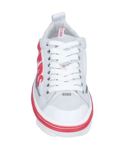 Shop Gcds Man Sneakers White Size 9 Textile Fibers, Soft Leather