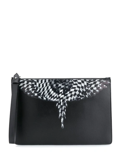 Shop Marcelo Burlon County Of Milan Cross Wings Leather Clutch Bag In Black
