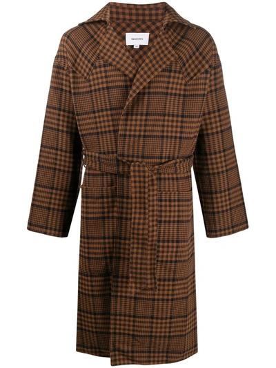 Shop Nanushka Timo Check Belted Coat In Brown
