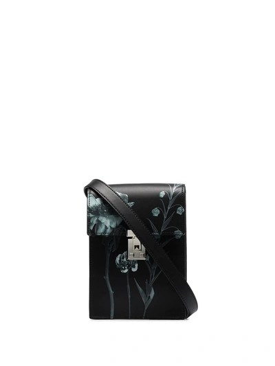 Shop Valentino Flowersity Leather Crossbody Bag In Black