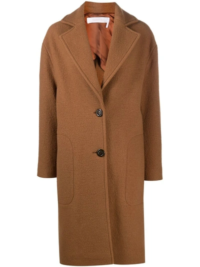 Shop See By Chloé Single-breasted Wool Coat In Brown