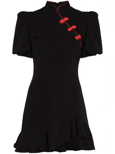 Shop De La Vali Bluebell Peplum Hem Mini Dress In Black