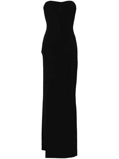 Shop Monot High-slit Strapless Tube Gown In Black