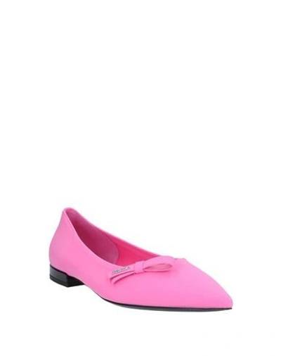 Shop Prada Ballet Flats In Fuchsia