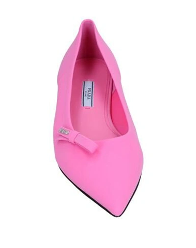 Shop Prada Ballet Flats In Fuchsia