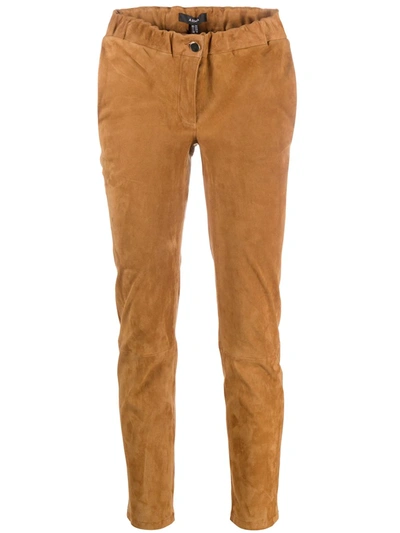Shop Arma Slim-fit Suede Trousers In Brown