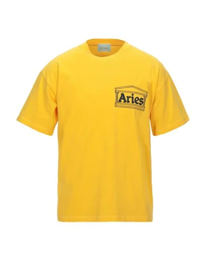 Shop Aries T-shirts In Yellow