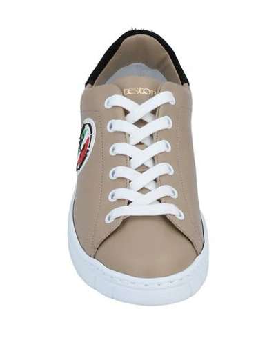 Shop A.testoni A. Testoni Woman Sneakers Khaki Size 7.5 Calfskin In Beige