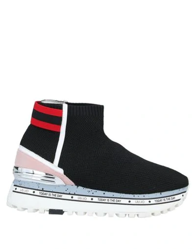 Shop Liu •jo Woman Sneakers Black Size 5 Textile Fibers, Soft Leather