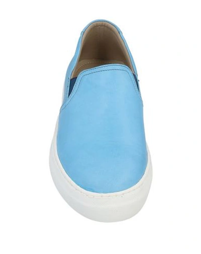 Shop A.testoni A. Testoni Woman Sneakers Sky Blue Size 10 Soft Leather, Elastic Fibres