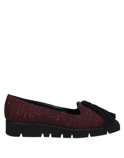 Shop A.testoni A. Testoni Woman Loafers Burgundy Size 8 Textile Fibers, Soft Leather In Red