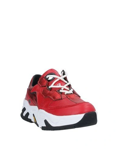 Shop Leather Crown Sneakers In Red