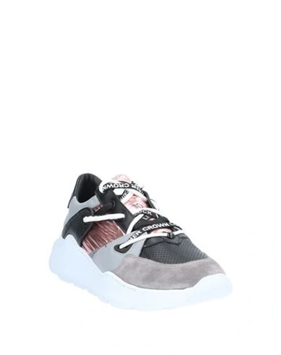 Shop Leather Crown Sneakers In Grey