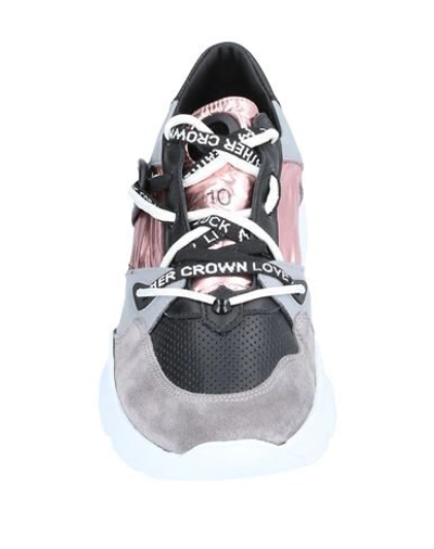 Shop Leather Crown Sneakers In Grey