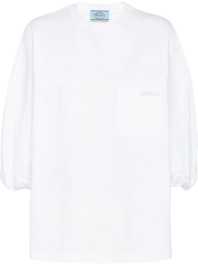 Prada Puff-sleeve T-shirt In White