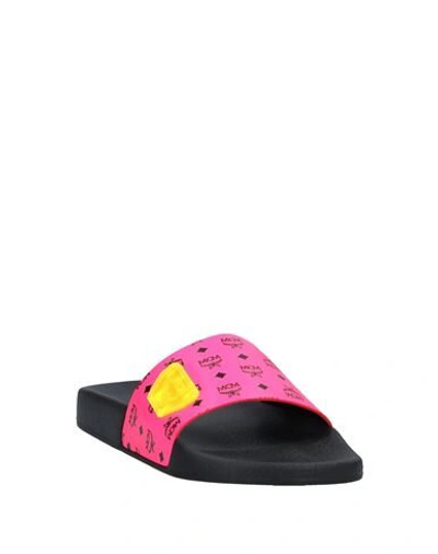 Shop Mcm Woman Sandals Fuchsia Size 8 Textile Fibers In Pink
