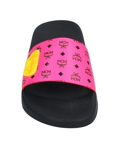 Shop Mcm Woman Sandals Fuchsia Size 8 Textile Fibers In Pink