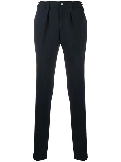 Shop Pt01 Inverted-pleat Slim Trousers In Blue
