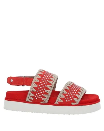 Shop Mou Woman Sandals Red Size 8 Soft Leather, Textile Fibers