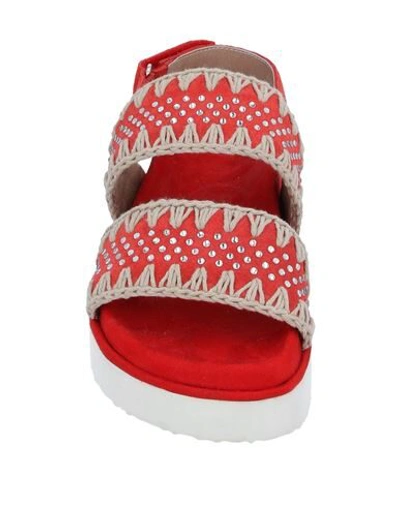 Shop Mou Woman Sandals Red Size 8 Soft Leather, Textile Fibers